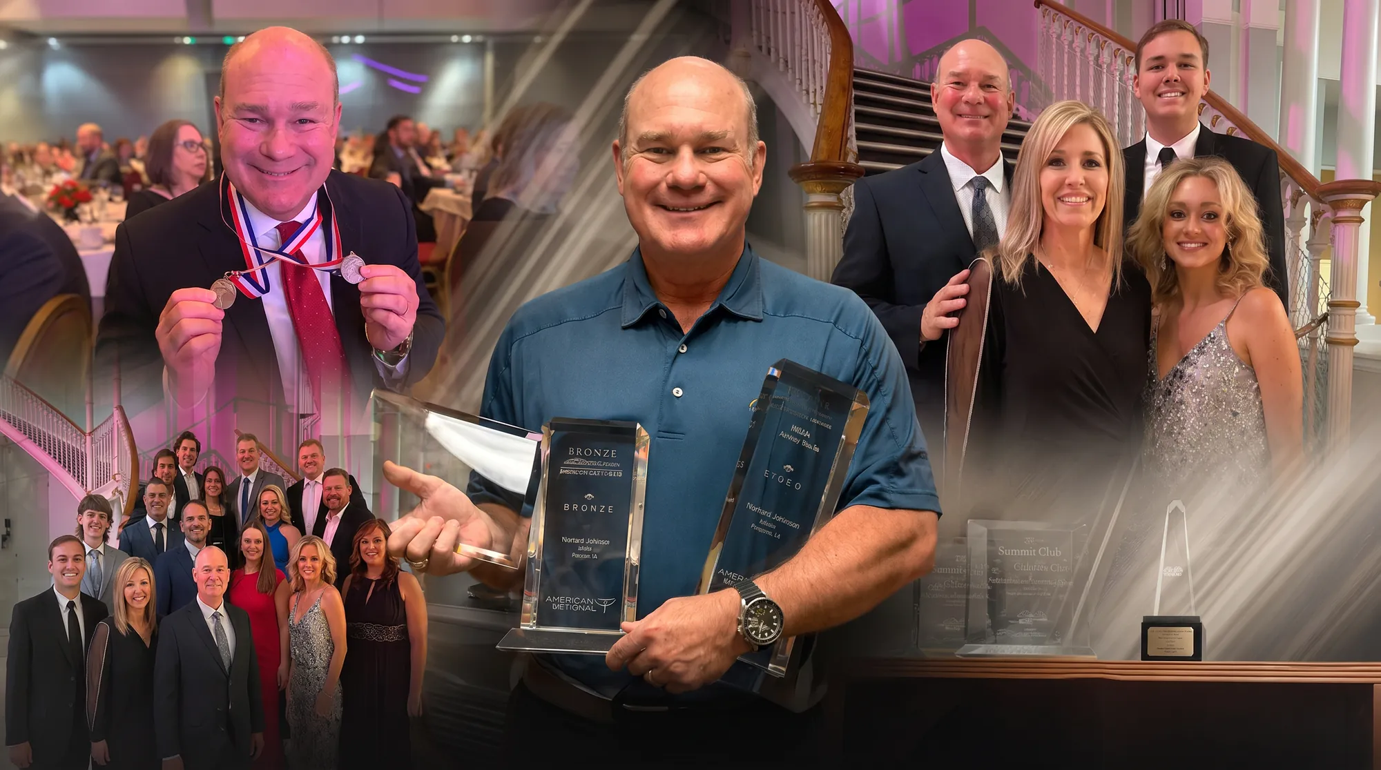 The Richard Johnson Group team accepting American National Bronze and Summit Club awards